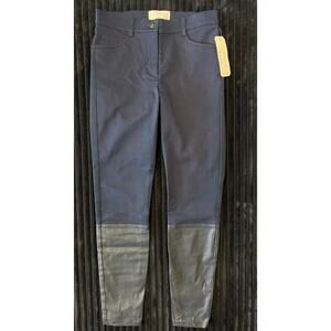 ARTELIER NICOLE MILLER Sz 2 Navy Blue Stretch Waxed Cotton Blend Skinny Leg Pant